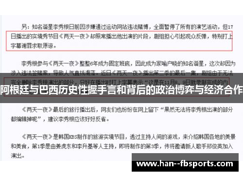 阿根廷与巴西历史性握手言和背后的政治博弈与经济合作